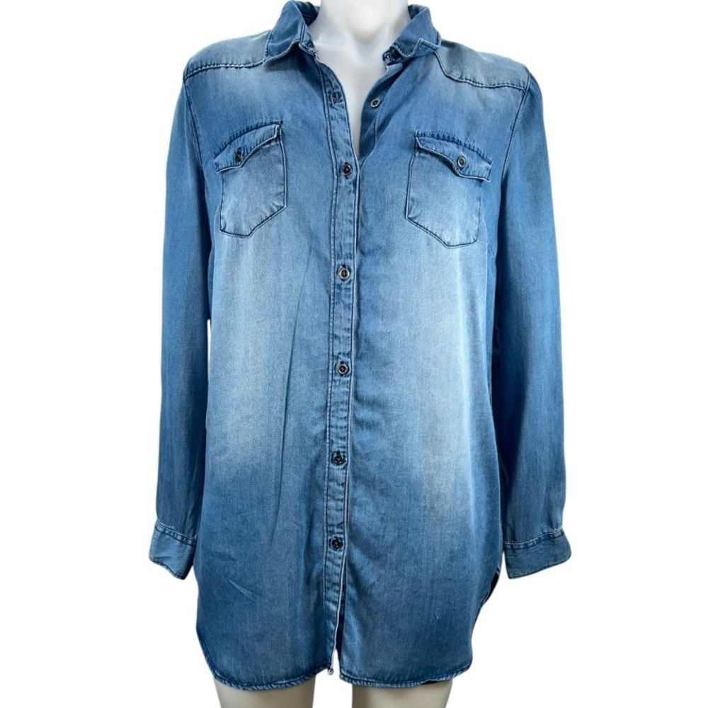 EST. 1946 Women's Blue Long Sleeve Denim Shirt size M